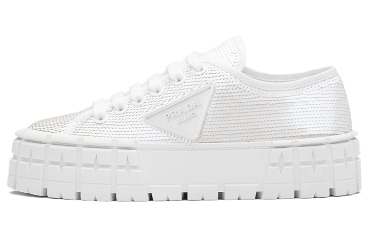 Buy (W) Prada Plateausneaker ''Logo Paillettenstickerei Weiß'' 1E787M_959_F0009_F_050