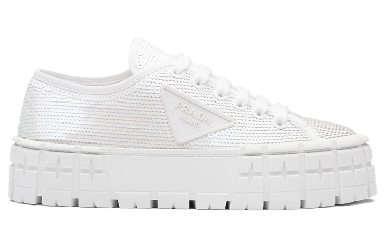 Order (W) Prada Plateausneaker ''Logo Paillettenstickerei Weiß'' 1E787M_959_F0009_F_050