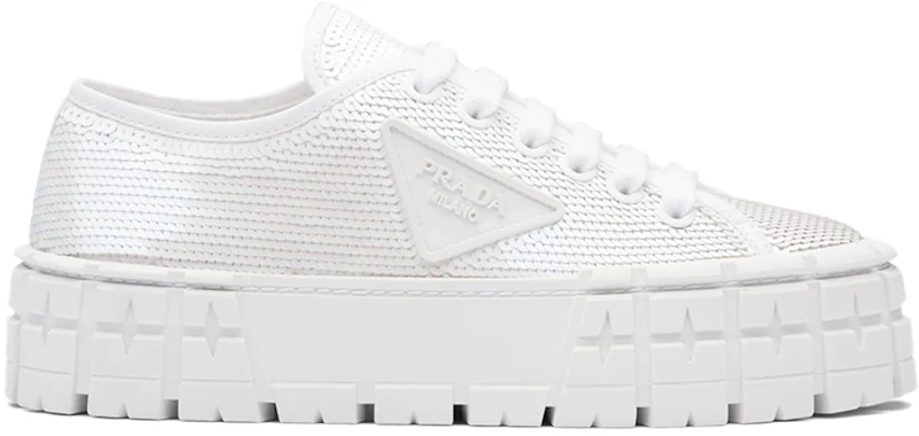 (W) Prada Plateausneaker ''Logo Paillettenstickerei Weiß'' 1E787M_959_F0009_F_050 Order (W) Prada Plateausneaker ''Logo Paillettenstickerei Weiß'' 1E787M_959_F0009_F_050