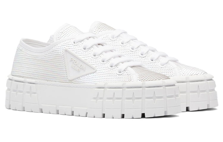 Lookbook (W) Prada Plateausneaker ''Logo Paillettenstickerei Weiß'' 1E787M_959_F0009_F_050