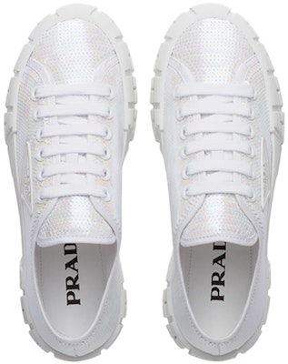 (W) Zapatillas Plataforma Prada 'Bordado Logo Lentejuelas Blancas' 1E787M_959_F0009_F_050 Shop (W) Zapatillas Plataforma Prada 'Bordado Logo Lentejuelas Blancas' 1E787M_959_F0009_F_050
