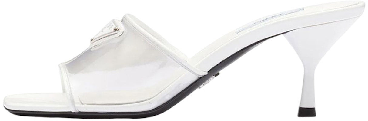 (Women) Prada Plexiglas 65mm Mule Sandals White Patent Leather 1XX644_3N09_F0009_F_065 Buy (Women) Prada Plexiglas 65mm Mule Sandals White Patent Leather 1XX644_3N09_F0009_F_065