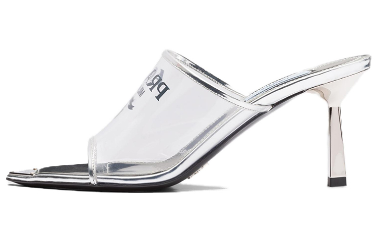 Buy (W) プラダ Plexiglas 75mm ポインテッドトゥ シルバーレザー 1XX635_3LK3_F0118_F_075