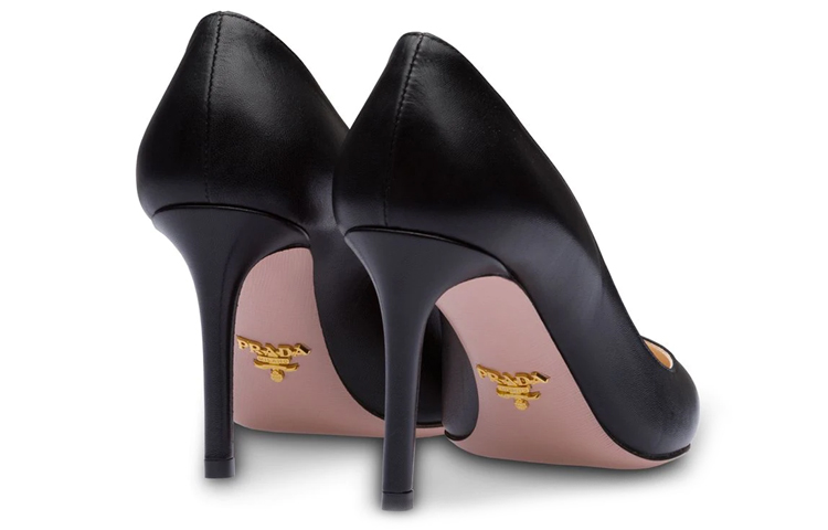 Shop (Women) Prada Pointed-Toe Leather High Heels 'Black' 1I834I_011_F0002_F_085