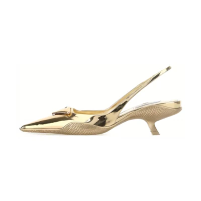 (W) Prada Pointed-Toe Leather Stiletto Heels 'Gold'