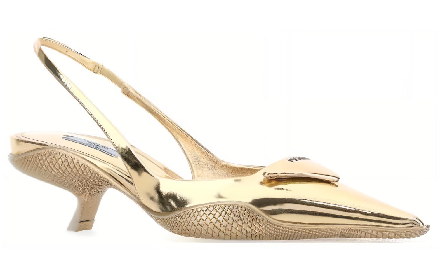(W) Prada Pointed-Toe Leather Stiletto Heels 'Gold' 圖 3