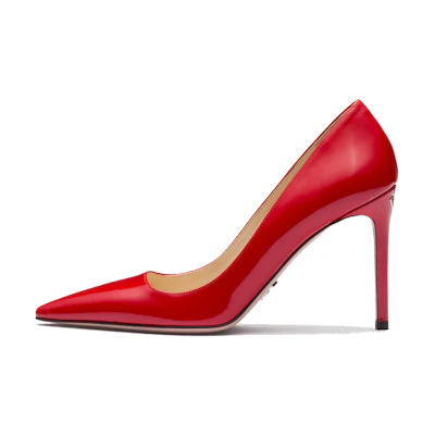 (W) Prada Pointed-Toe Patent Leather High Heel Pumps 'Red'