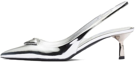 (Women) Prada Pointed-Toe Slingback Stilettos 'Silver Logo' 1I901M_055_F0118_F_055 (Women) Prada Pointed-Toe Slingback Stilettos 'Silver Logo' 1I901M_055_F0118_F_055