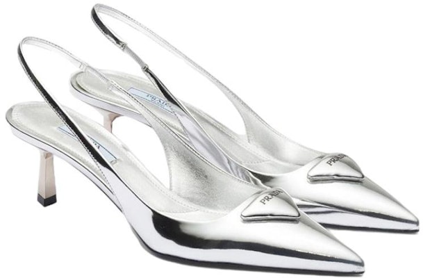 (Women) Prada Pointed-Toe Slingback Stilettos 'Silver Logo' 1I901M_055_F0118_F_055 Lookbook (Women) Prada Pointed-Toe Slingback Stilettos 'Silver Logo' 1I901M_055_F0118_F_055