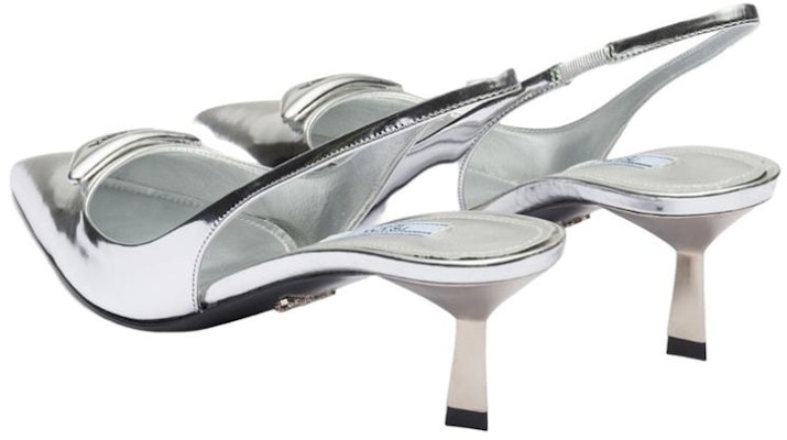 (Women) Prada Pointed-Toe Slingback Stilettos 'Silver Logo' 1I901M_055_F0118_F_055 Purchase (Women) Prada Pointed-Toe Slingback Stilettos 'Silver Logo' 1I901M_055_F0118_F_055