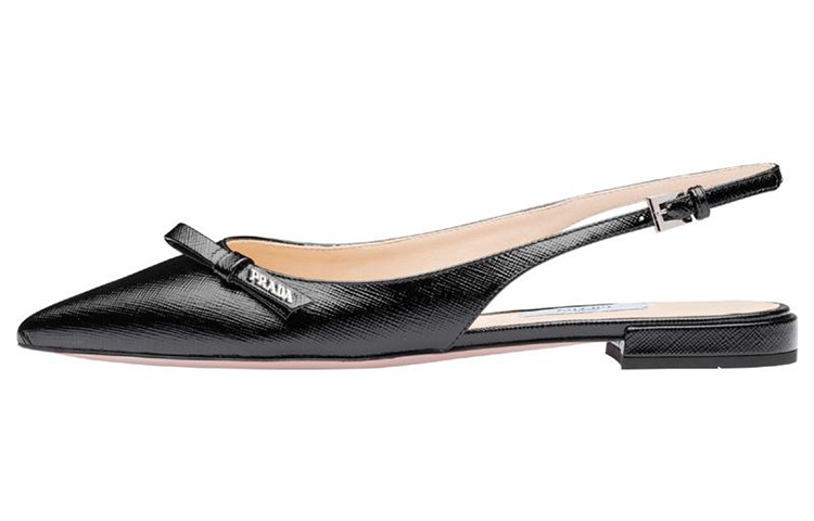 (Women) Prada Pointed Toe Bow Slingback Sandals 'Black' 1F211L_3A9S_F0002