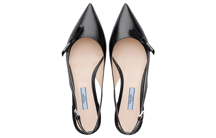 (W) Prada Pointed Toe Bow Slingback Sandals 'Black' 圖 4