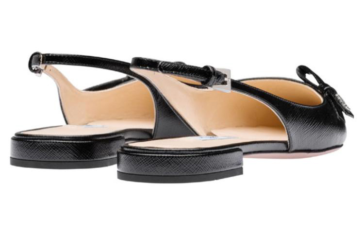 (W) Prada Pointed Toe Bow Slingback Sandals 'Black' 圖 5