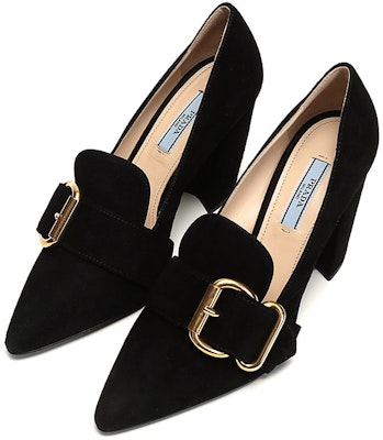 (Women) Prada Fringed Buckle Suede Pointy Pumps 'Black' 1S773L_008_F0002_F_085 Lookbook (Women) Prada Fringed Buckle Suede Pointy Pumps 'Black' 1S773L_008_F0002_F_085