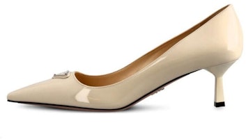 (Women) Prada Pointed Toe Patent Leather Kitten Heels 'Ivory' 1I154N_069_F0304 (Women) Prada Pointed Toe Patent Leather Kitten Heels 'Ivory' 1I154N_069_F0304