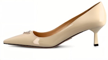 (Women) Prada Pointed Toe Patent Leather Kitten Heels 'Ivory' 1I154N_069_F0304 (Women) Prada Pointed Toe Patent Leather Kitten Heels 'Ivory' 1I154N_069_F0304