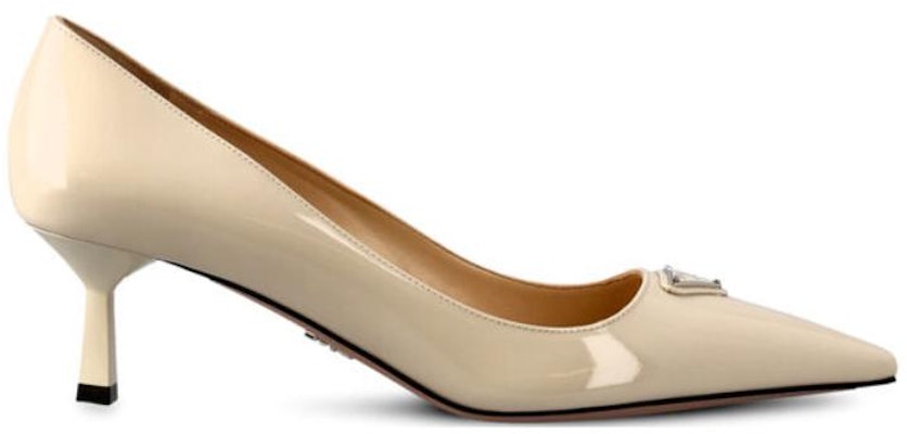 PRADA 亮面漆皮 尖頭套穿 細跟 高跟鞋 5.5cm 女式 象牙色 Order PRADA 亮面漆皮 尖頭套穿 細跟 高跟鞋 5.5cm 女式 象牙色