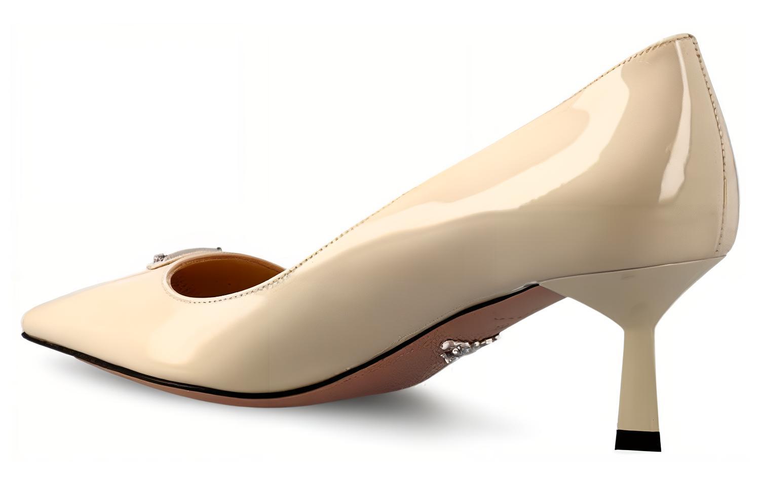 Shop (W) Escarpins Prada Cuir Verni Bout Pointu Talon Bas ''Ivoire'' 1I154N_069_F0304
