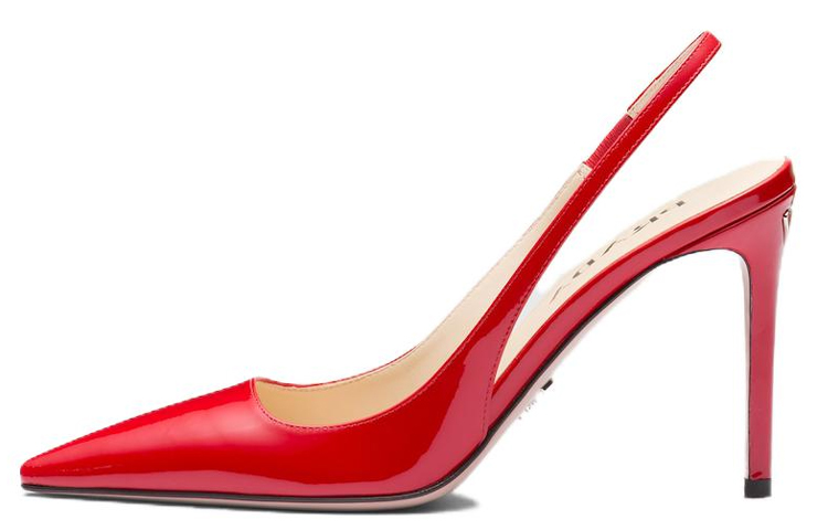 (Women) Prada Pointed Toe Patent Leather Slingback Stiletto 'Red' 1I164N_069_F0011_F_095