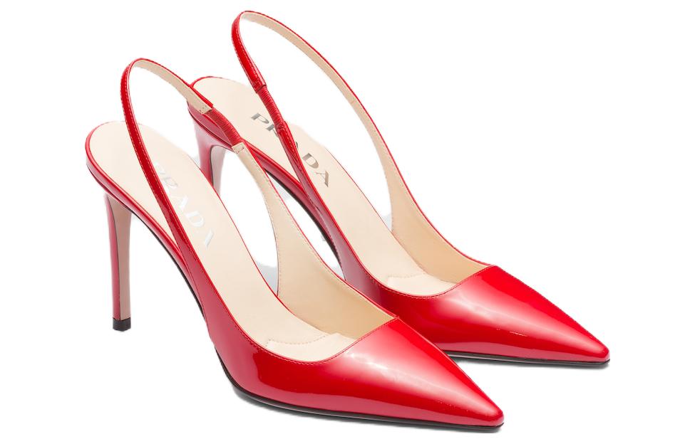 Order (W) (女性用) プラダ ポインテッドトゥ パテントレザー スリングバック スティレット 'レッド' 1I164N_069_F0011_F_095 1I164N_069_F0011_F_095