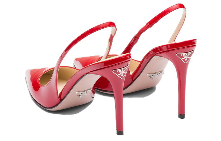 Shop (W) (女性用) プラダ ポインテッドトゥ パテントレザー スリングバック スティレット 'レッド' 1I164N_069_F0011_F_095 1I164N_069_F0011_F_095
