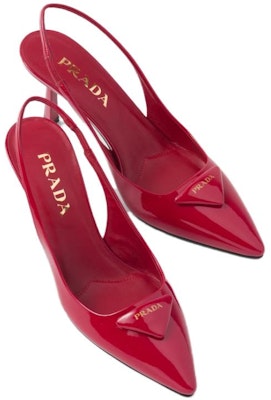 PRADA 普拉達 閃亮 皮革 尖頭扣環 細高跟 高筒鞋 女式 櫻桃紅 Shop PRADA 普拉達 閃亮 皮革 尖頭扣環 細高跟 高筒鞋 女式 櫻桃紅