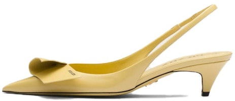 (Women) Prada Pointed Toe Slip-On Block Heel Pumps 4.5cm 'Bright Yellow Patent' 1I318N_055_F0901_F_045 (Women) Prada Pointed Toe Slip-On Block Heel Pumps 4.5cm 'Bright Yellow Patent' 1I318N_055_F0901_F_045