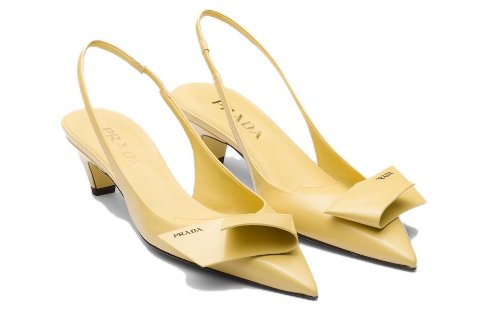 Order (W) Prada Sepatu Hak Blok Tertutup 4.5cm 'Kuning Terang Patent' 1I318N_055_F0901_F_045