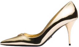 (Women) Prada Pointed Toe Stiletto Heels 'Metallic Gold' 8.5cm 1I001N_3AU1_F0522_F_085 (Women) Prada Pointed Toe Stiletto Heels 'Metallic Gold' 8.5cm 1I001N_3AU1_F0522_F_085