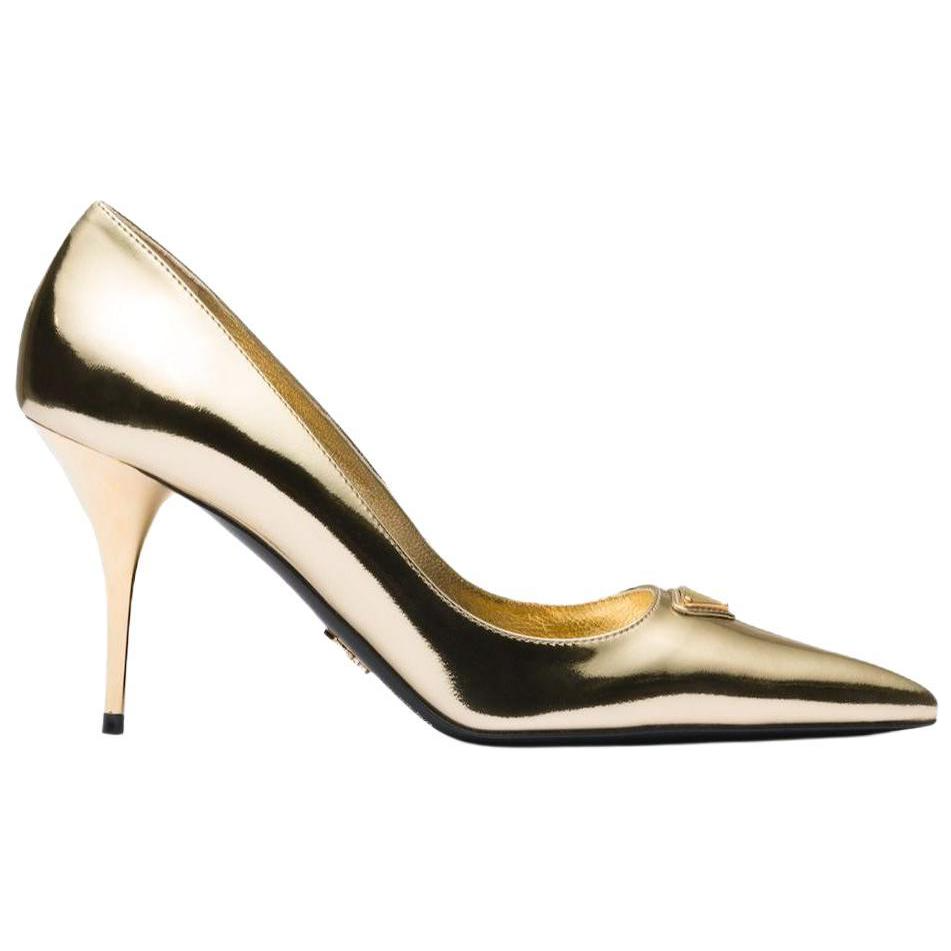 Order (W) Prada Puntige Stiletto Hakken ''Metallic Goud'' 8.5cm 1I001N_3AU1_F0522_F_085