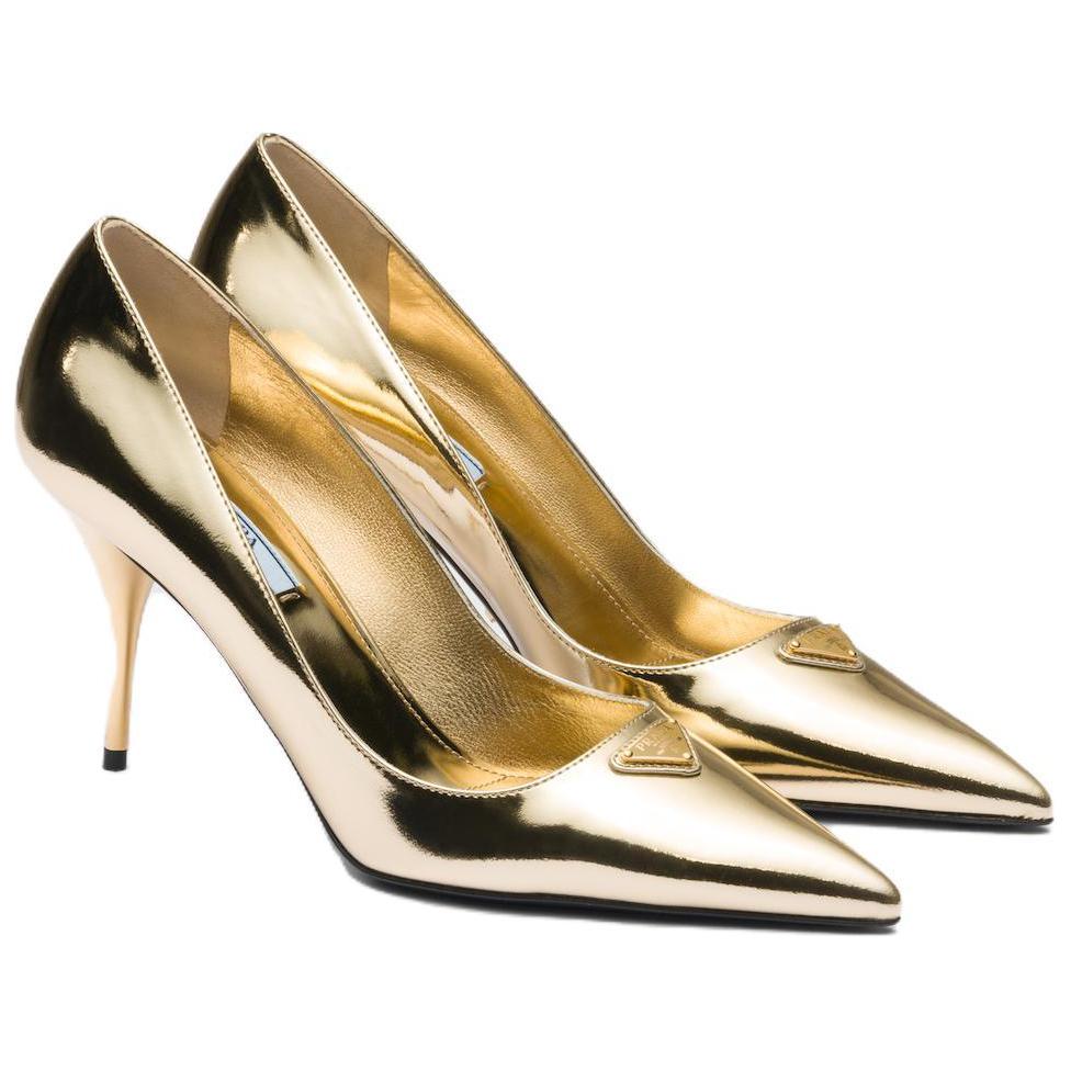 Lookbook (W) Prada Puntige Stiletto Hakken ''Metallic Goud'' 8.5cm 1I001N_3AU1_F0522_F_085