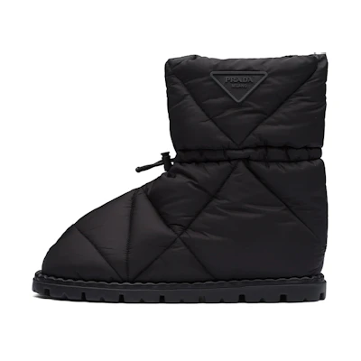 (W) Prada Quilted Booties Black Nylon