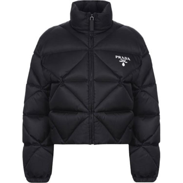 (Women) PRADA Quilted Down Jacket Black Winter with Iconic Logo Design 291947-1WQ8-F0002-S-202