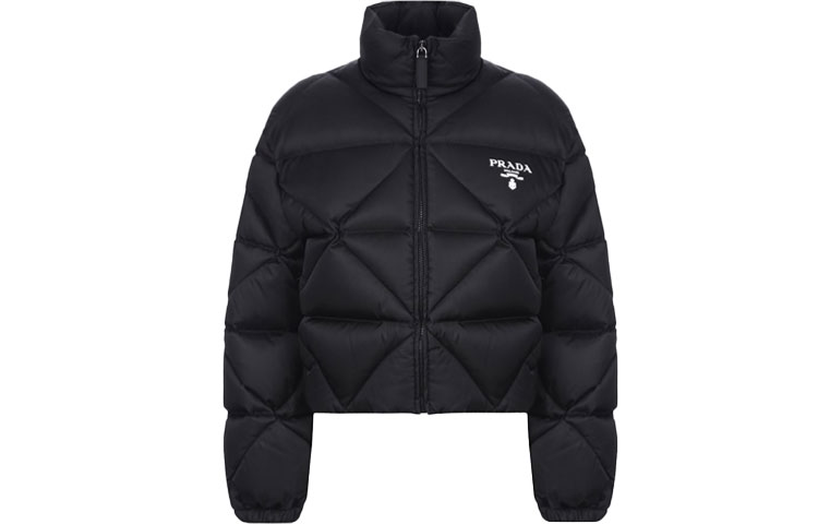 Order (Women) PRADA Quilted Down Jacket Black Winter with Iconic Logo Design 291947-1WQ8-F0002-S-202
