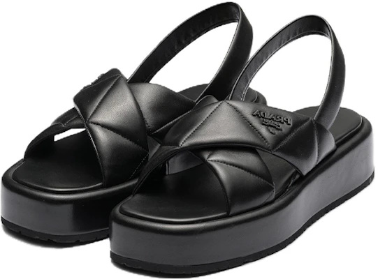 (Women) Prada Quilted Leather Slingback Sandals 1XZ749_038_F0002_F_035 'Black' 1XZ749038F0002F035 Order (Women) Prada Quilted Leather Slingback Sandals 1XZ749_038_F0002_F_035 'Black' 1XZ749038F0002F035