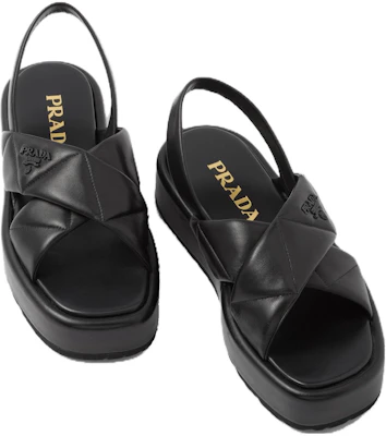 (Women) Prada Quilted Leather Slingback Sandals 1XZ749_038_F0002_F_035 'Black' 1XZ749038F0002F035 Lookbook (Women) Prada Quilted Leather Slingback Sandals 1XZ749_038_F0002_F_035 'Black' 1XZ749038F0002F035
