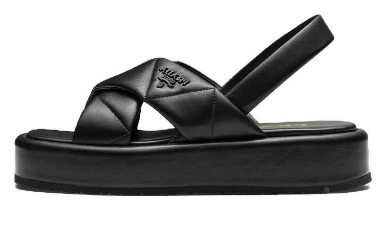 (Women) Prada Quilted Leather Slingback Sandals 'Black' 1XZ749_038_F0002_F_035