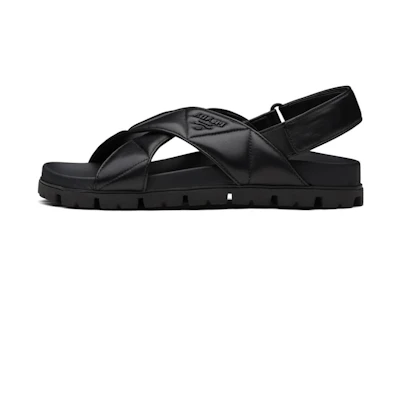 (W) Prada Quilted Soft Lambskin Fashion Versatile Casual Sandals 'Black'