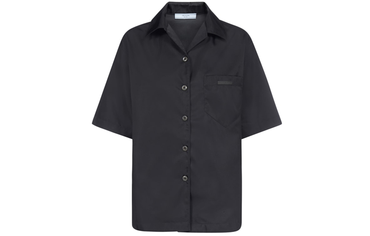 (Women) PRADA Re-Nylon Black Short-Sleeve Triangle Logo Sunshirt SS21 240691-1WQ8-F0002