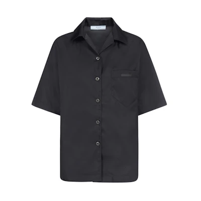 (Women) PRADA Re-Nylon Black Short-Sleeve Triangle Logo Sunshirt SS21 240691-1WQ8-F0002