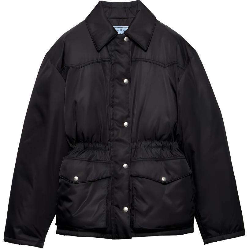 (Women) PRADA Re-Nylon Black Single-Breasted Loose Fit Aviator Jacket for Women. 29C182-1WQ8--S-OOO