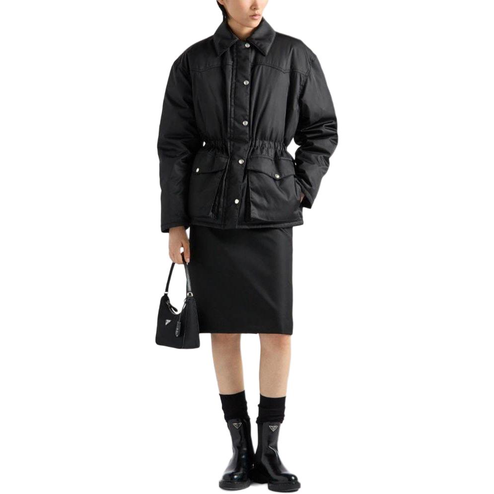 Lookbook (Women) PRADA Re-Nylon Black Single-Breasted Loose Fit Aviator Jacket for Women. 29C182-1WQ8--S-OOO