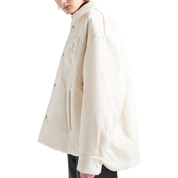 Purchase (Women) PRADA Re-Nylon FW23  White Logo Patch Loose Fit Long Sleeve Jacket. 291968-1WQ9-F0009-S-212