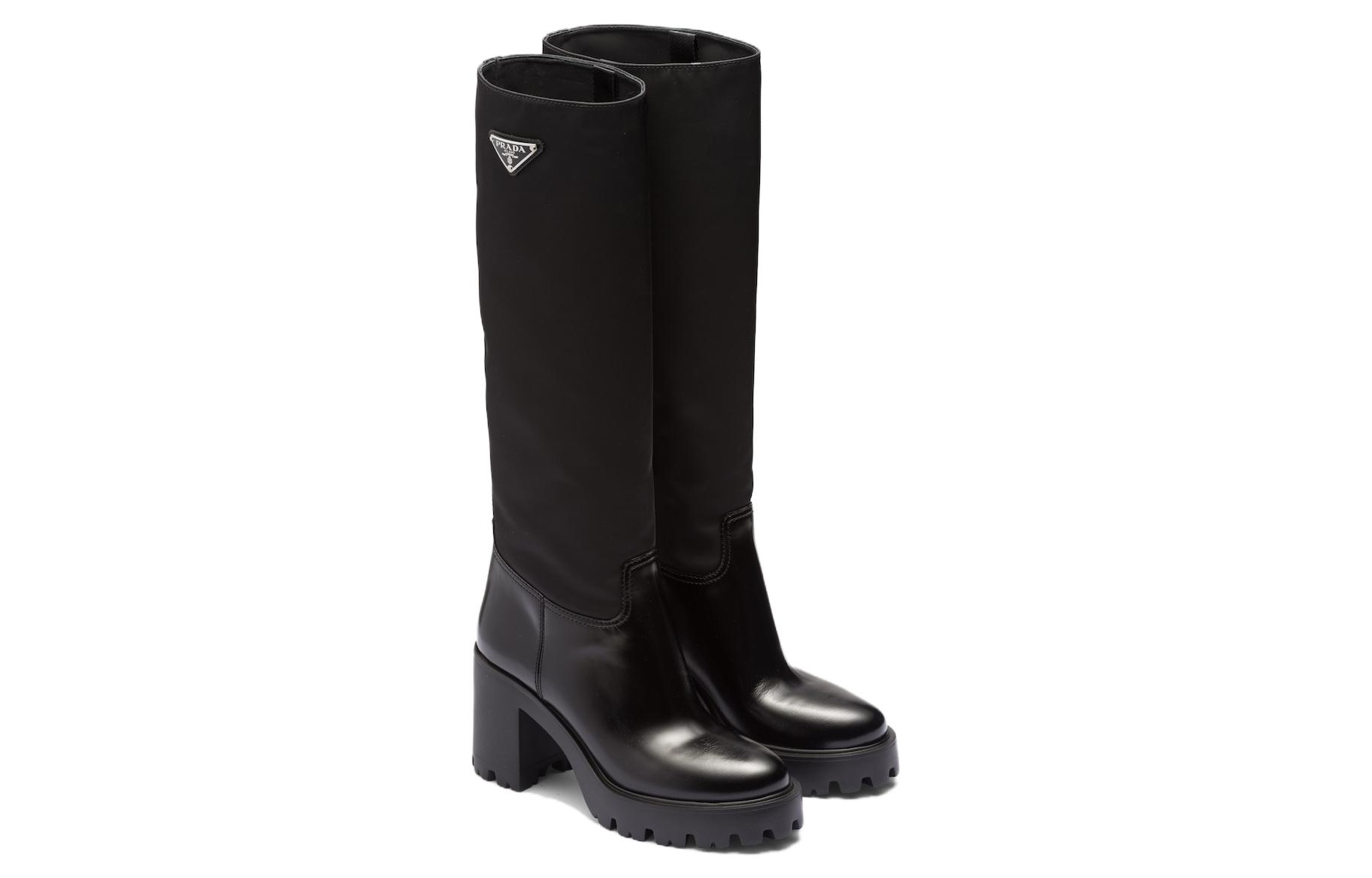 Lookbook (W) Prada Re-Nylon Hoge Sneakerlaars ''Zwart Leer'' 1W241N_3LFU_F0002_F_085