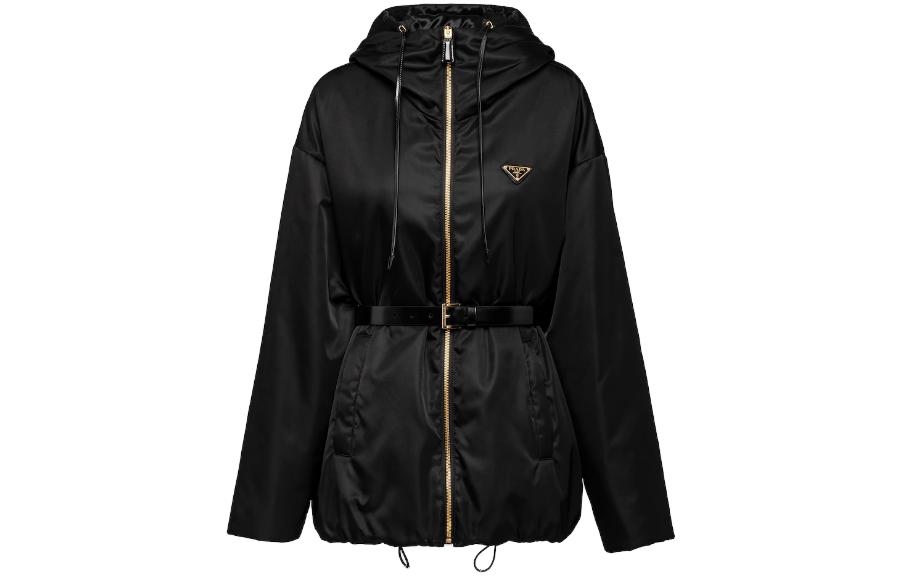(Women) PRADA Re-Nylon Logo Drawstring Hooded Zip Jacket  Black 29E097-1WQ8-F0002-S-232 圖 2