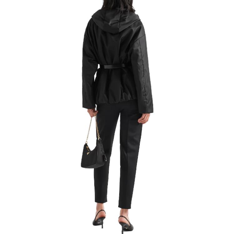 (Women) PRADA Re-Nylon Logo Drawstring Hooded Zip Jacket  Black 29E097-1WQ8-F0002-S-232 圖 5