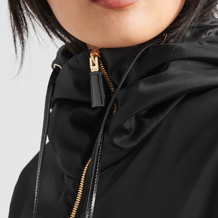(Women) PRADA Re-Nylon Logo Drawstring Hooded Zip Jacket  Black 29E097-1WQ8-F0002-S-232 圖 6