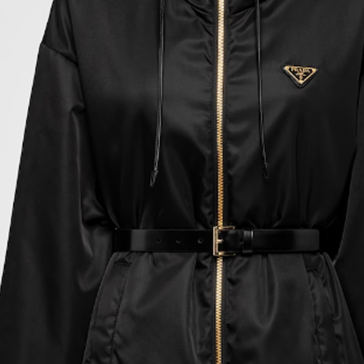 (Women) PRADA Re-Nylon Logo Drawstring Hooded Zip Jacket  Black 29E097-1WQ8-F0002-S-232 圖 7