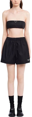 (W) PRADA Re-Nylon SS22 Seluar Pendek Kasual Hitam Pinggang Elastik dengan Logo. 22C757-1WQ8-F0002 Lookbook (W) PRADA Re-Nylon SS22 Seluar Pendek Kasual Hitam Pinggang Elastik dengan Logo. 22C757-1WQ8-F0002