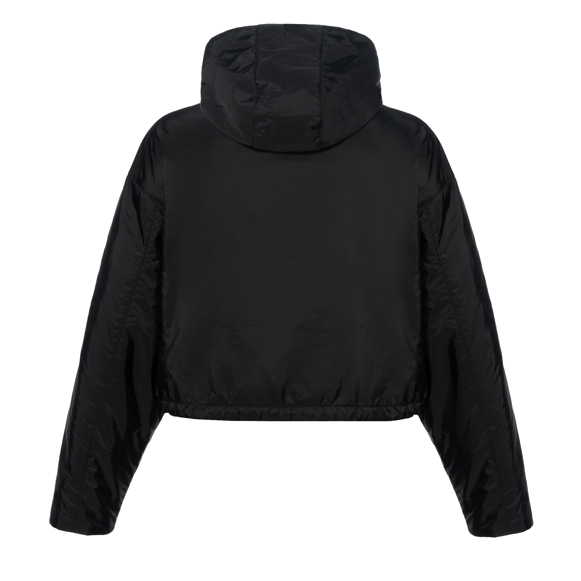 Lookbook (Women) Prada Re-Nylon SS23 Black Half-Zip Hooded Jacket with Triangle Logo 29Z097-1WQ9-F0002-S-231